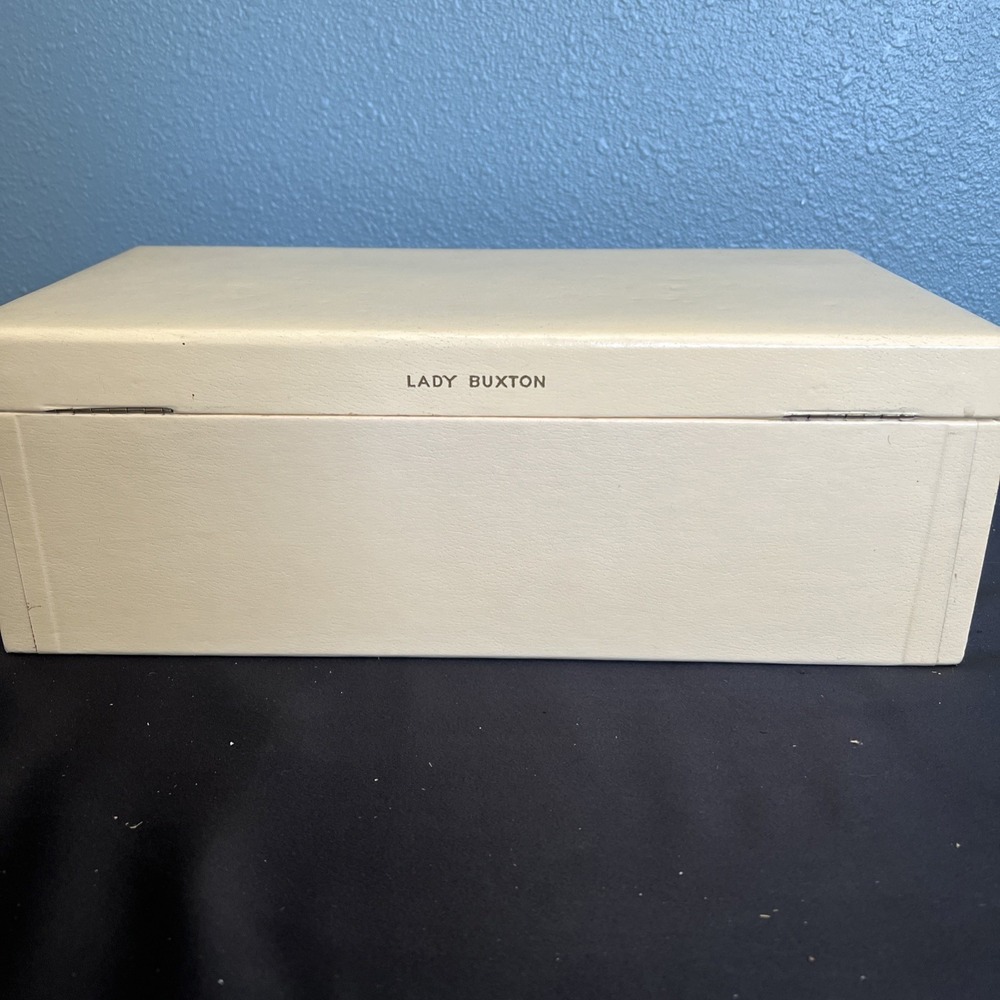 Vtg Large Lady Buxton Jewelry Box Multi Drawers Mid Century Modern Blue Velvet - Picture 15 of 16